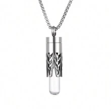 2024 Vòng cổ hương liệu bằng thép không gỉ mới Ống thủy tinh đựng dầu nước hoa Mặt dây chuyền Vòng cổ khuếch tán tinh dầu nước hoa Vòng cổ hương thơm Trang sức hương thơm Không mùi - Bạc - Xem 20