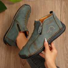 Lightweight Leather Ankle Boots For Women - Oxfords With Non-Slip Rubber Sole, Perfect For Work And Casual Wear. - 綠色 - 查看 9