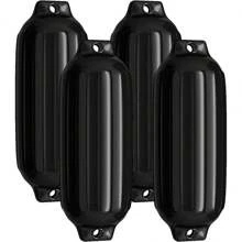 Boat Fenders, Set Of 4 Inflatable Fenders With 2 Eyes, Long Fenders In: Black, Ball Fenders Boat Accessories - Black - View 2