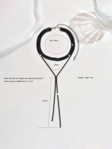 1 set colier la modă cu ciucuri multistrat și cristale negre, colier pentru femei, potrivit pentru Halloween, coadă, purtare