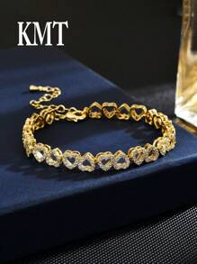 KMT 1 件奢华铜锆石心形时尚女士手链，礼盒装情人节、妈妈、母亲、母亲节、礼物 - 愛心款 - 查看 6