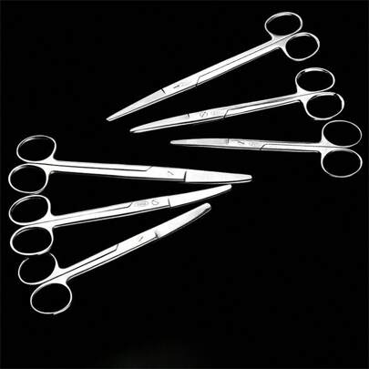 1pc Stainless Steel Scissors Set, Straight And Curved Tip, Random Styles, Extra Thick Blades, Tools For Men