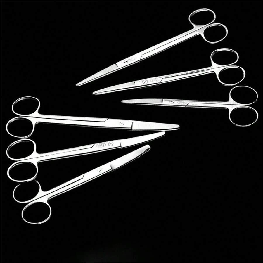 1pc Stainless Steel Scissors Set, Straight And Curved Tip, Random Styles, Extra Thick Blades, Tools For Men - Silver - View 1