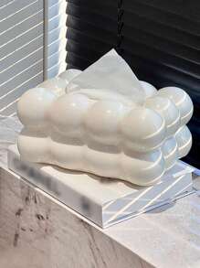 1pc Large Capacity Cute Pom Pom Plastic Tissue Box, High-End Luxury Decoration For Living Room Coffee Table, Napkin/Facial Tissue Holder, 25cm L X 16cm W X 11cm H - Multicolor - View 12