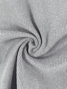 LovelyWholesale Bộ váy dài bó sát cổ vuông đơn giản giản dị dành cho nữ và túi bên hông mùa xuân hè - Xám - Xem 7