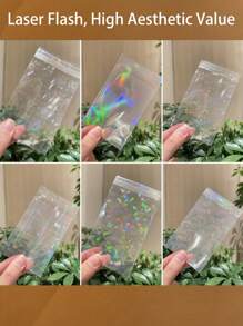 100pcs Transparent Laser Jewelry Bags - OPP Ring Bags, Earrings, Bracelets, And Necklaces - Rainbow Gradient Display And Storage Adhesive Laser Sealed Bags - Suitable For Small Badges, Sequins, Protective Bags, Laser Badge Storage Bags, Mountain Treasure Mail Circular Card Storage, Adhesive Sealed Packaging Material Cards, Star Chips, Small Gift Packaging Bags, Party Bags, Wedding And Birthday Party Gift Bags, Craft Handbags, Party Gifts, Birthday Decorations, Purchased Products Party Gift Decorations, Wedding Decorations, Party Supplies - Jewelry Bags - View 11