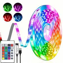 Taśma świetlna LED z pilotem IR24 do sterowania taśmą świetlną RGB, regulowana jasność, odpowiednia do sypialni, salonu, domowego oświetlenia lustra