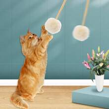 1pc Suction Cup Spring Plush Ball Pet Cat Toy, Interactive Cat Toys - Multicolor - View 1