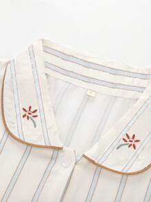 1 Conjunto de pijama de Top de manga larga y Pantalones largos, de primavera/otoño, de material amigable con la piel, de apertura frontal, para uso en casa y de vacaciones