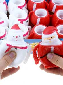 圣诞装饰 1 件大号独特圣诞老人挤压玩具，减压挤压雪人小玩意玩具，圣诞树装饰品，降临节日历，圣诞礼物 - 紅色 - 查看 4