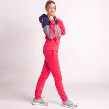 Women's ColorBlock Fleece SweatJacket And Jogger Sweatpants 2-Piece Fleece Suit