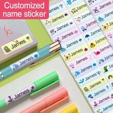 Customizable Name Stickers - Waterproof And Colorful Cartoon Design, Perfect For Labeling Personal Belongings Such As Notebooks, Pencils, Bottles, And More, Easy To Apply And Remove, Unique Ideal Gifts For Him Her, Family, Friends, Son, Daughter, School Students, Kids For Anniversaries, For Children's Day, For Birthdays School, Home,School Essentials