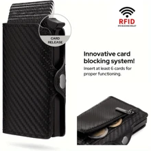 Portafoglio in fibra di carbonio, porta carte di credito, porta monete, portafoglio uomo RFID, in metallo sottile e minimale, piccolo portafogli nero, portafoglio in metallo
