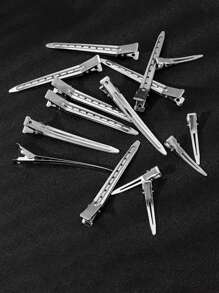 12pcs Y2K Style Metal Hair Clips, Silver & Gold Color, Fashionable Hair Accessories, Chic Side Clips For Women