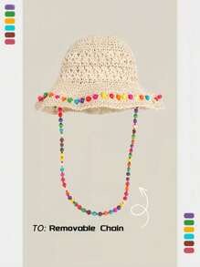 1 chiếc mũ xô đính hạt nhiều màu sắc phong cách Bohemian, mũ rộng vành chống nắng cho nữ, mũ đi biển có thể gấp gọn cho du lịch mùa hè - Nhiều màu - Xem 4