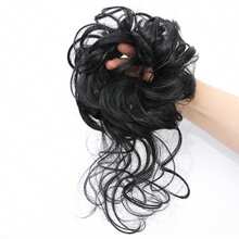 Messy Bun Hair Piece Tousled Updo Hair Buns Extension Elastic Hair Band Hair Pieces Curly Hair Bun Scrunchie For Women - Natural Black - View 3
