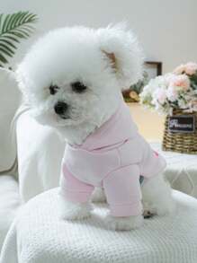 1pc Pet Apparel, Dog/Cat Princess Hoodie, Valentine's Day - Pink - View 5