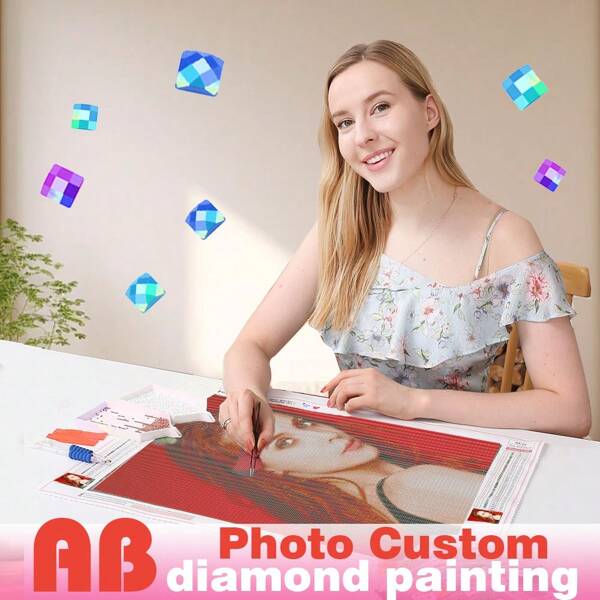 Un conjunto de pintura de diamante 5D personalizada de forma cuadrada, con forma personalizada de cualquier imagen como recuerdo, decoración de pared para el hogar, multifuncional, ornamental, anti-moho, reutilizable, adorable, de alta calidad, vintage, colorida, personalizada, regalo único ideal para él, ella, novio, novia, papá, mamá, familia, amigos, hijo, hija, estudiantes, comedor, baño, sala de estar, dormitorio, oficina, sala de té, escuela, hogar