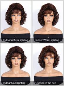 Women Wig 12 Inch Shawl Large Wave Roll Chemical Fiber Hair For Women With Bangs Fashion Women's Synthetic Wig For Daily Or Holiday Party Halloween Costume Ceremony Wear