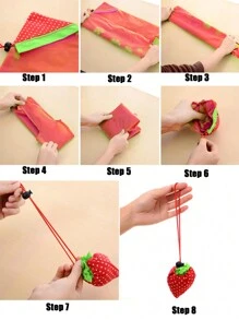 Reusable Shopping Bag, Creative Fruit Shopping Shoulder Bag, Foldable Strawberry Shaped Shopping Tote Bag, Suitable For Shopping, Travel And Office, Kitchen Storage And Organization, Kitchen Accessories, And Cute Strawberry Wallet - Multicolor - View 2