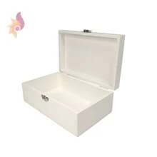 Large White Mdf Wooden Box 30 X 20 X 10 Cm Decorated With Closure And Hinge - 白色 - 查看 2
