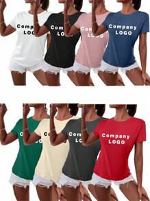 Customized Personalized T-Shirt - Add Your Own Text/Images (Badge, Company Logo, Family Photo, Selfie) To Design Your Own Printed T-Shirt, Add Your Favorite Photos And Text (Girlfriend, Couple, Family, Selfie, Pet, Friend Photos) For Personalized Printed T-Shirt, Suitable For (Anniversary, Wedding Vow, Engagement, Becoming A Couple), Suitable For Best Friend/Sister Group Customization, Suitable For Daily Wear/Wedding Party/Company Gathering/Family Gathering, Holiday Gift, Mother's Day, Father's Day,Chic Autumn, Utilitarian Chic, Fall New Style Women, Graphic Print,Casual Wear SS - White - View 7