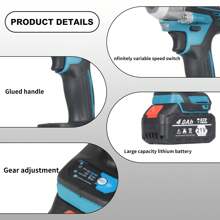 Cordless Electric Impact Wrench 1/2 Inch For Car Home, 580Ft-Lbs(800N.M) Brushless, 3300RPM High Torque Gun W/ 2x 4.0Ah Battery, Charger Tools
