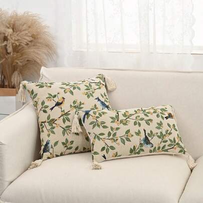 1 vỏ gối Jacquard Magpie On Branch hoặc đệm thắt lưng, thích hợp cho phòng ngủ, phòng khách, ghế sofa