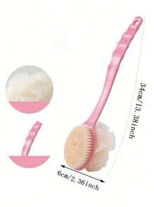 1/3pcs Pink Long-Handled Shower Brush, Multi-Purpose Scrub Brush For Back Exfoliation And Shower Cleaning