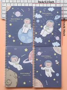 240pcs/4 Books Per Package A5 Spiral Memo Pads With Cute Cartoon Covers, Portable Mini Office Supplies Notebooks - Multicolor - View 2