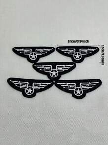 aprille 5PCS Pilot Badge Iron On Patches For Clothing Jeans Jacket Embroidery Star Applique Clothes Sticker Morale Tactical Badge Armband Stripes Emblem