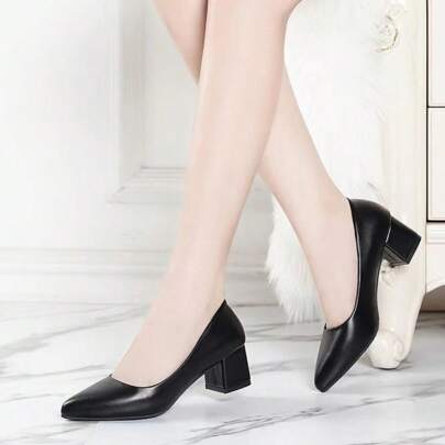 女士黑色高跟鞋，妈妈婚鞋，适合旗袍、礼服、春秋婚礼新娘鞋，2025 年新品，中跟伴娘鞋，夏季