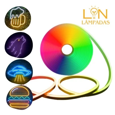 Fita NEON RGB Led Flexível Mangueira 5 Metros 12v Siliconada Com Controle