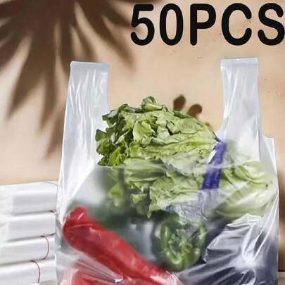 50/100/200 个透明白色塑料袋，适用于杂货店、购物袋、餐厅、便利店、精品店和超市