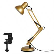 Lámpara De Escritorio Brazo Giratoria 360° Con Clip Y Base - Dorado - Ver 1