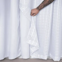 Curtain 4.00x2.80 Microfiber Voile Lining Checkered Eyelets Bedroom Living Room - 白色 - 查看 2