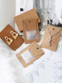 20/60/100 piezas Paquete de regalo Tarjetas para pendientes, Tarjetas para collares, Bolsas de almacenamiento invisibles - Multicolor - Ver 3