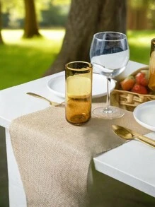1pc Vintage Burlap Hessian Table Runner, For Outdoor Gathering Party, Natural Jute Country Party Decoration Home Textiles For Home Decor. - Ginger - View 4