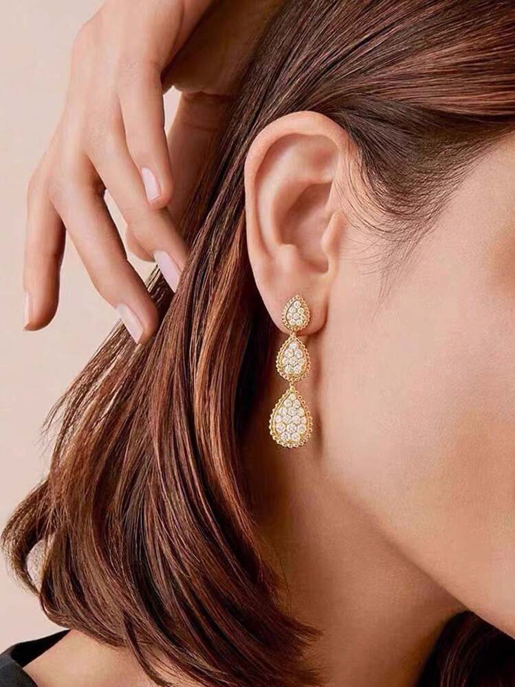 1 件波西米亚风格水滴流苏吊坠项链，优雅时尚女士颈链 - 三水滴耳釘 - 查看 6