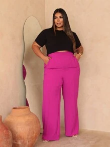 Plus Size Pantalona Duna Moda Pants - Màu Hoa hồng đỏ - Xem 2