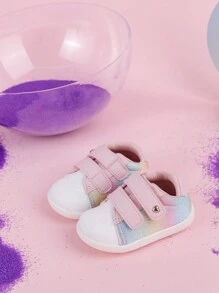 GENGASUN 1 pieza Zapatos de fiesta o casuales de cabeza redonda y tacón bajo con arcoíris en PU para niñas pequeñas en verano/otoño