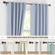1pc Long Curtain Rods For Windows, Long Heavy Duty Curtain Rod, 7/8 Inch Adjustable Drapery Rods With Netted Texture Finials, Bronze/Silver/Black/Gold/White - 古董青銅 - 查看 3