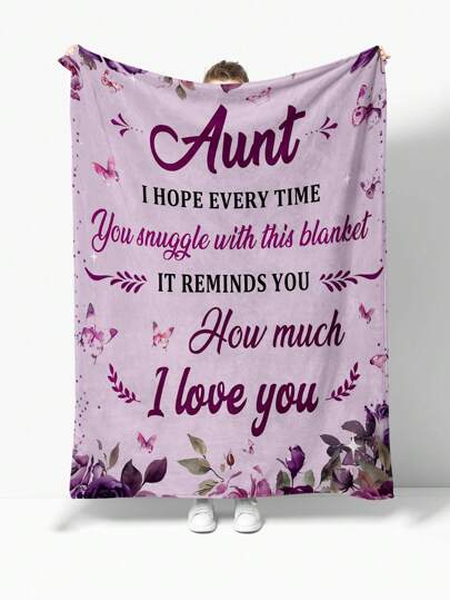 1pc Cartoon Pattern Envelope Style Flannel Blanket, Versatile For Home, Picnic And Travel, Ideal Gift For Aunt, Birthday Or Holiday