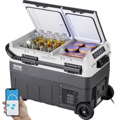Portable Car Refrigerator 12 Volt Car Refrigerator Fridge 40 L  42.3 Qt Dual Zone Portable Freezer -4℉-68℉ Adjustable Temperature Compressor Cooler For Home Outdoor Camping RV Car