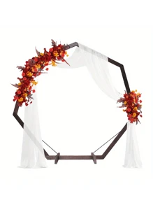 Wooden Wedding Arch 7.2 Feet (With Supporting Poles), A Seven Story Wooden Wedding Arch Used For Weddings, Parties, Indoor, Outdoor, Background, And Garden Decoration,Halloween And Decorations - 7.2英尺 - 查看 1