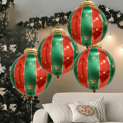 5 peças grandes balões de enfeites de bola de natal vermelhos e verdes, fundo de natal, árvore de natal, decoração externa, ornamento pendurado, natal