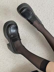 Zapatos de tacón estilo Mary Jane de suela gruesa para mujeres de estatura baja, zapatos de plataforma impermeable de tacón ancho de estilo vintage JK