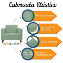 Juego de Protector Cubre Sala Elástico Strech Fit. Renueva tu Sala sin gastar más. Juego Completo: Incluye Protectores de Sofá de 1, 2 y 3 plazas. - verde menta - Ver 6
