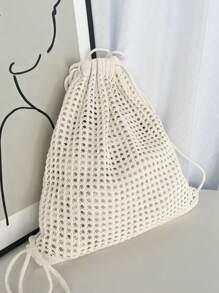 Fashion Must-Have: Women Crochet Knit Beach Tote Bag With Hollow-Out Design Large Capacity Foldable Bucket Drawstring Women's Backpack. It Is Perfect For Beach Trip With Its Sand-Shaking Function For College Freshmen, Sophomores, Seniors In School, College, And High School., Vacation Essentials, Perfectly Matching With Beach Accessories Women, Hottest Beach Bags For Women, Beach Necessities, Beach Essentials, Beach Stuff & Summer Essentials, Perfect For Summer, Vacation & Beach, Newest Holiday Bag, School Supplies, School Backpack, School Bag, Backpack For School, Back To School Backpack, School Bookbag, Big Backpack, Backpack School, Back To School Bags, Waterproof, Lightweight, Portable, Classic Casual, Suitable For Teen Girls Women College Students, Perfect For Back To School, First Day Of School, Middle School, High School