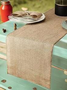 1pc Vintage Burlap Hessian Table Runner, For Outdoor Gathering Party, Natural Jute Country Party Decoration Home Textiles For Home Decor. - Ginger - View 11